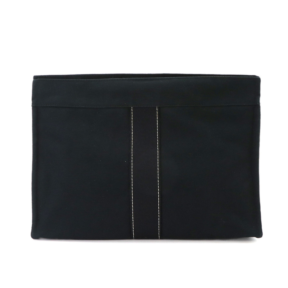Hermes Deauville Handbag Pouch, Cotton Canvas, Black, Silver Hardware